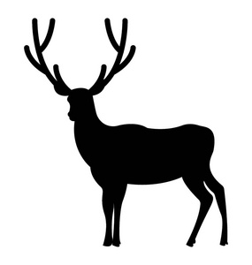 雄鹿剪影矢量图标照片