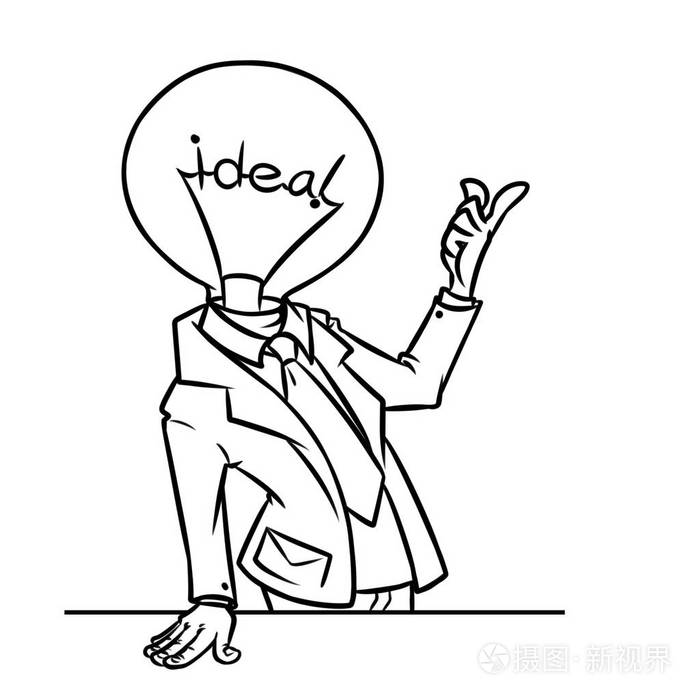 超级聪明的想法商人灯人物卡通插图孤立图像着色
