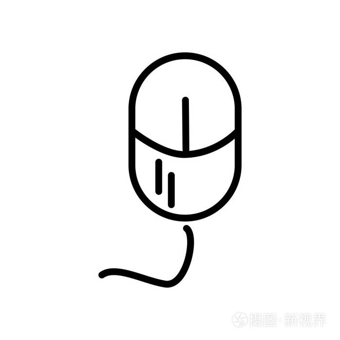 无线鼠标图标矢量隔离在白底无线鼠标透明标志线性和笔画元素轮廓风格