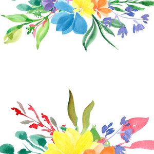 水彩花布置花环装饰设计。 贺卡横幅打印邀请。