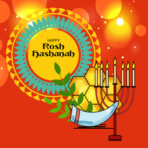 矢量插图的横幅罗什哈沙纳犹太新年假期。