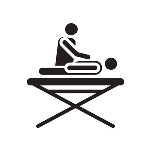 按摩的大纲符号白色背景下的按摩图标矢量符号和符号隔离照片