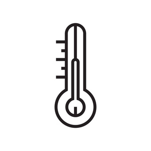 温度计图标矢量符号和符号隔离在白色背景, 温度计徽标概念
