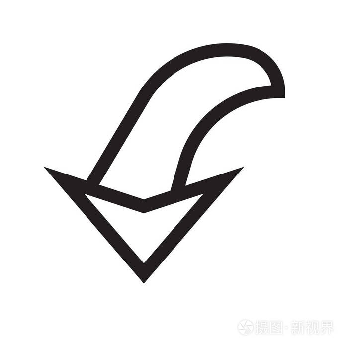 白色backgro 上的向下箭头图标矢量符号和符号