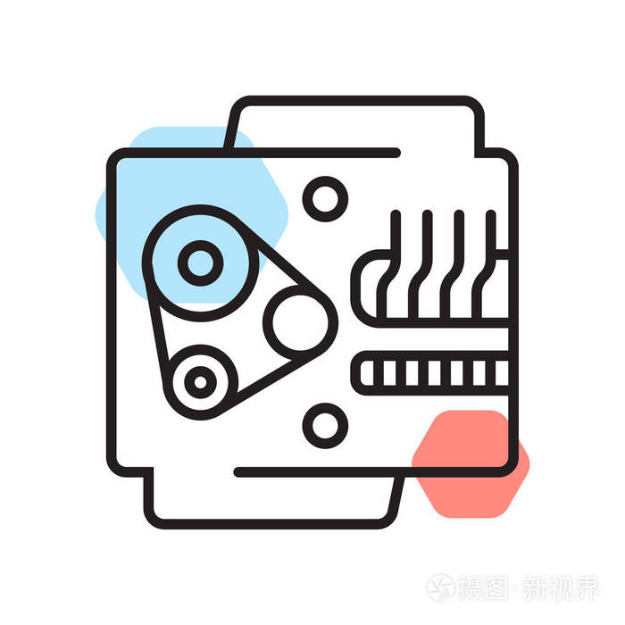白色backgro 上的汽车发动机图标矢量符号与符号分离