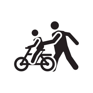 自行车图标矢量符号和符号隔离在白色背景, 自行车徽标概念图标