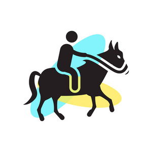 骑马的人图标矢量符号和符号被隔离在白色照片