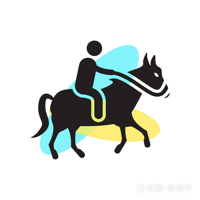 骑马的人图标矢量符号和符号被隔离在白色