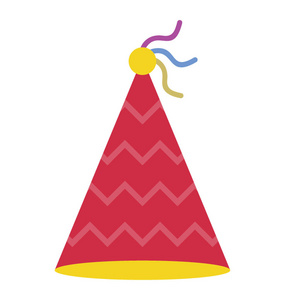 圆锥帽的平面图标，描绘生日帽