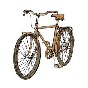 老式自行车复古自行车手绘墨水素描线艺术股票矢量插图隔离白色背景