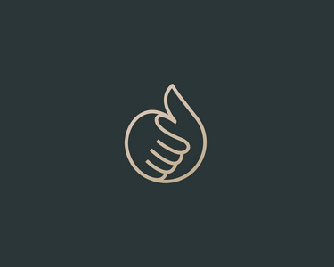 竖起大拇指矢量标识.线性像标志设计照片