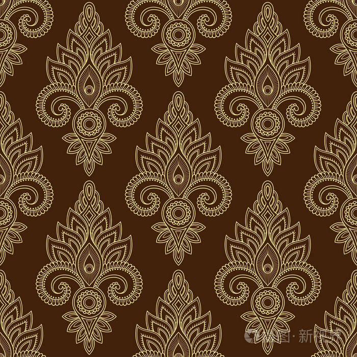 东方印度民族风格的无缝装饰花卉图案. 壁纸装潢和包装纸的模板.