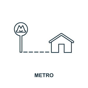 地铁图标。简单的元素插图。地铁轮廓图标设计从房地产收藏。网页设计应用软件打印使用