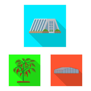 greenhous 和植物标志的向量例证。greenhous 和花园矢量图标收藏