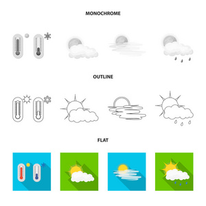 天气和天气标志的向量例证。网络天气和应用股票符号集