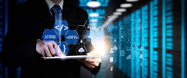 现实仪表板计算机图标的scrum敏捷开发和代码叉和版本与响应网络安全