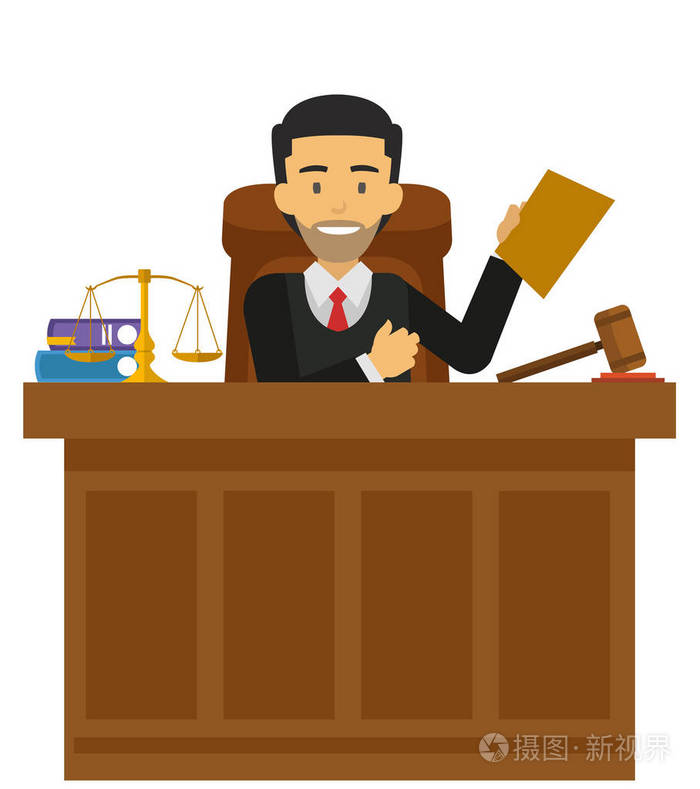 法官性格在法庭上工作插画-正版商用图片12k1p9-摄图新视界