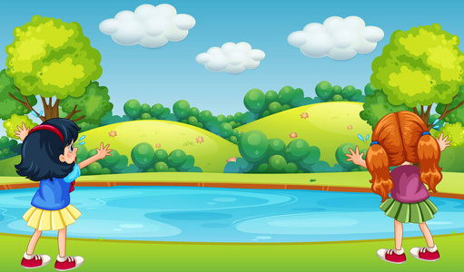 看美丽风景卡通图片