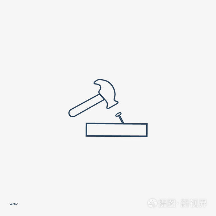 锤子敲击钉子平面图标矢量图插画-正版商用图片12k9wx-摄图新视界