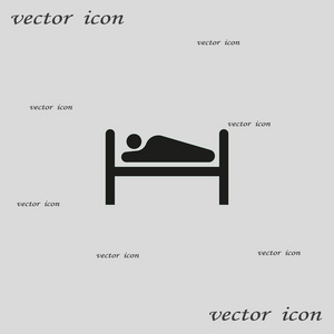 病床平面图标矢量插图
