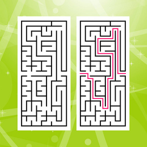 儿童游戏. 一个简单的平面矢量插图隔离在绿色背景上. 带着答案照片