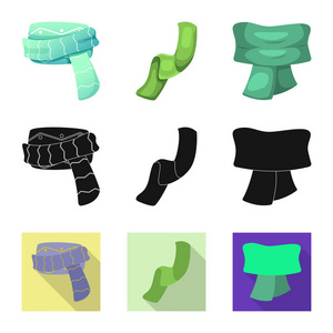 围巾和披肩图标的矢量插图。收集围巾和附件矢量图标的股票