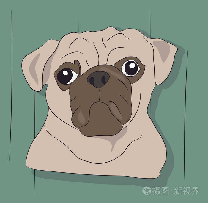 墙上一条狗的肖像背景矢量看起来