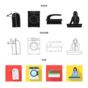 洗衣和清洁符号的矢量说明。收集洗衣和服装股票符号的网站