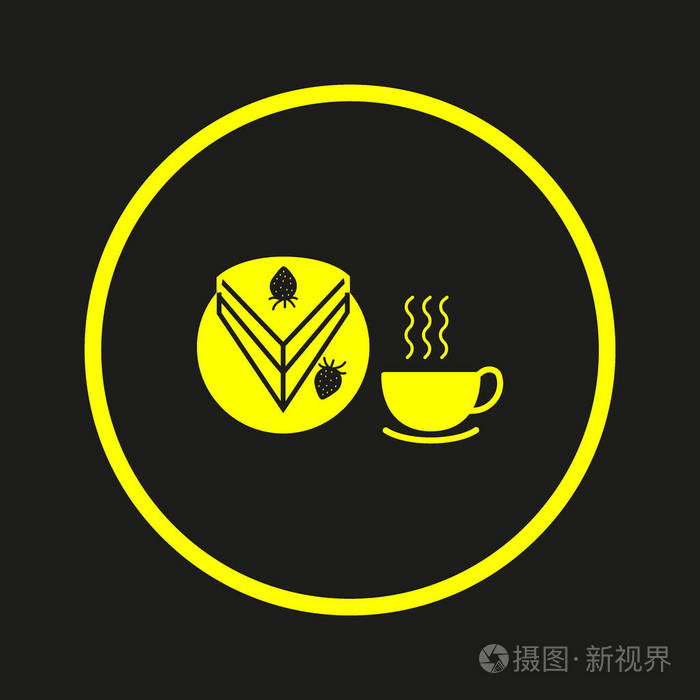 蛋糕和茶杯矢量插图