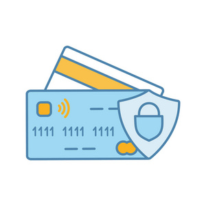NFC信用卡彩色图标无现金支付。