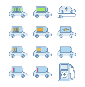 电动汽车电池充电颜色图标设置。