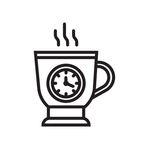 咖啡杯图标矢量符号和符号隔离在白色背景, 咖啡杯徽标概念