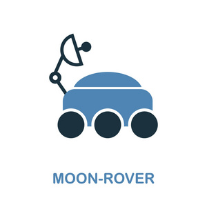 2种颜色设计中的月亮罗孚图标。像素完美简单的象形图月亮漫游者图标从空间图标集合。Ui。网页设计应用软件打印使用