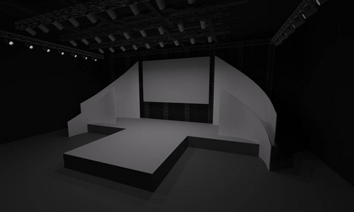 3舞台活动LED电视灯光夜间舞台内部渲染插图