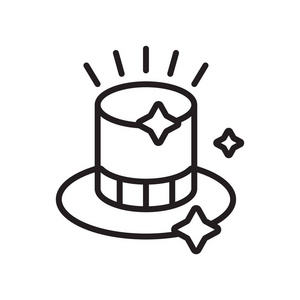 马戏团猴子剪影魔术帽图标矢量符号和符号隔离在白色背景, 魔术帽徽标