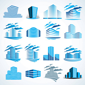 房地产房地产房地产办公中心设计. 大城市三维未来主义立面.