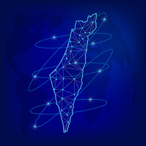 全球物流网络概念。 通信网络地图以色列的世界背景。 以色列地图，节点为多边形风格。 矢量插图eps10。