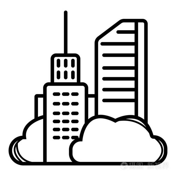 城市建筑图标插图插画-正版商用图片12kv6e-摄图新视界