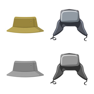 帽子和帽子符号的矢量设计。头饰和辅助股票矢量图的收集