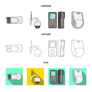 闭路电视和摄像标志的矢量设计。中央电视台和系统股票矢量图的采集