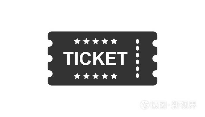 电影票图标的平面风格. 承认一个优惠券入口矢量插图在白色隔离背景.