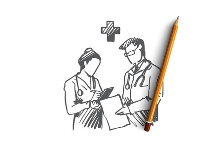 医生手绘图片-医生手绘素材-医生手绘插画-摄图新视界