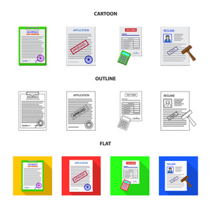 形式和文档符号的向量说明。库存表单和标记矢量图标的集合