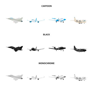 平面和传输图标的矢量图示。飞机和天空股票矢量图的采集