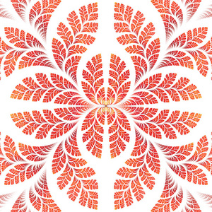 美丽的对称的橙色叶子图案.计算机发电机照片