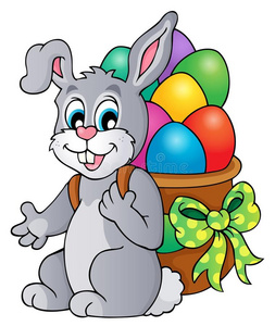 复活节兔子主题图片6彩色兔子与一个漂亮的枪口在白色背景, 儿童