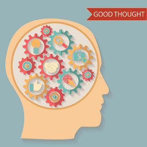 平面设计风格商人头脑思维照片