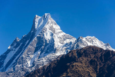 鱼尾峰 高的 天空 形成 地质 环境 风景 顶峰 鱼尾 尼泊尔