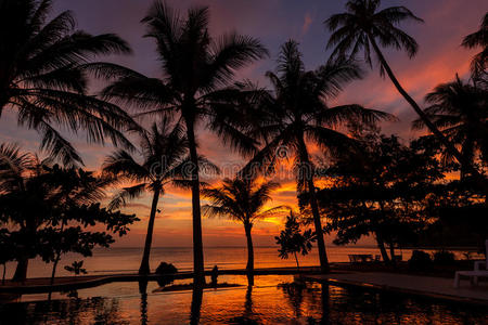 泰国美丽的日落，苏梅岛