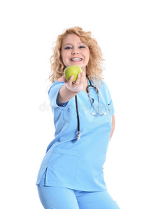 护士给苹果